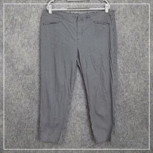 J Jill Pants 16 Ankle Zip Mid Rise Straight Leg Black White Retro Mod Preppy